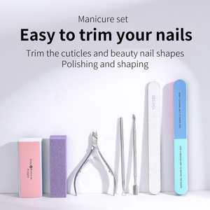 100/180 limes à ongles en acier inoxydable pince à cuticules poussoir ensemble éplucheur à cuticules outil pour ongles incarnés 7 pièces Kits de manucure pédicure - Product Image 6