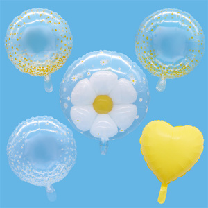 Ballons à hélium transparents en forme de marguerite, de tournesol et de frangipanier rouge, décoration de mariage, fête d'anniversaire, jouets pour enfants, fête prénatale - Product Image 2