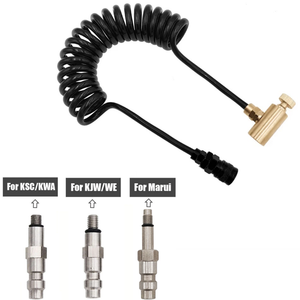 Ensemble d'adaptateurs pour outils pneumatiques en laiton Zimakyfa pour cartouches de gaz vert avec tuyau spiralé et raccord rapide Foster (Noir+Or) OEM - Product Image 1