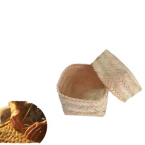 Eco Friendly Decorative Square <b>Straw</b> Storage <b>Basket</b> Set Dustproof Container with Lid - Product Image 1