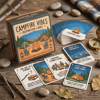 Cartes d'inspiration pour le camping personnalisées en gros, jeu de cartes d'activités de plein air et de pleine conscience OEM avec boîte personnalisée