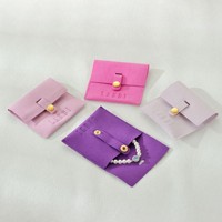 Nouveauté : Pochette à bijoux en microfibre avec logo personnalisé, petit sac à bijoux avec bouton doré et boîte magnétique