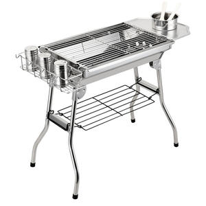 Barbecue portable pliable en acier inoxydable 49x33.5x57cm, grill à kebab d'extérieur avec support de rangement et porte-épices - Product Image 1