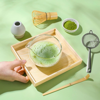 Ensemble de chawan à matcha en verre classique écologique de la marque Factory avec logo personnalisé et bol à matcha japonais dans une boîte personnalisée