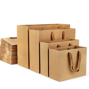 定制最便宜的购物包装袋工艺牛皮纸棕色谢谢带手柄纸袋