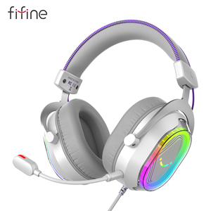 <span class=keywords><strong>FIFINE</strong></span> H13 RGB ชุดหูฟังสำหรับเล่นเกมแบบมีสายหนังตามหลักสรีรศาสตร์แผ่นรองหูฟังสำหรับการสตรีมสดผ่าน USB 7.1 หูฟังเสียงรอบทิศทางพร้อมไมโครโฟน - Product Image 1