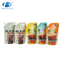 Sachets d'emballage de café personnalisés avec bec verseur, anti-fuite, en PET/PE, souples, pour liquides