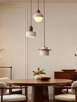 Lampe de table à manger style vintage, grand lustre à trois têtes, style Wabi-Sabi, rétro, en bois massif et pierre, LED 4000K, pour bar