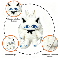 Sac à bandoulière chat noir patchwork à carreaux avec applique en peluche personnalisée et nœud décoratif, accessoire de mode pour adolescentes, vente en gros