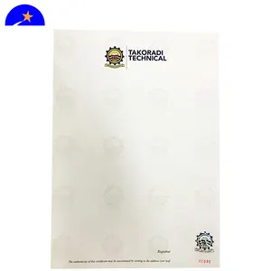 Embossing Surface Finish and Label Product Type printing watermark paper stock lots,secure certificate paper with logo paper