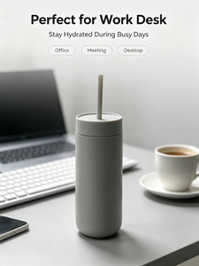 Tumbler Vakum Isolasi 16oz dengan Sedotan, Cangkir Stainless Steel Dinding Ganda, Logo Custom, Mug Kopi Lucu, Tumbler Air yang Dapat Digunakan Kembali - Product Image 2