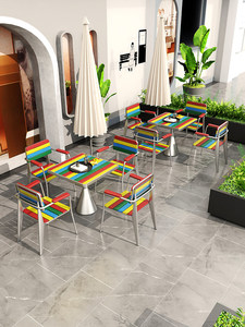 Outdoor Metal <strong>Table</strong> and Chair Set with Round <strong>Table</strong> Weather Resistant Iron Frame <strong>Garden</strong> Small Tavern Restaurant Furniture Set - Product Image 4