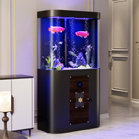 Aquarium intelligent en acrylique avec filtre de fond ultra silencieux, 170L, ovale, sur pied, avec éclairage LED pour salon
