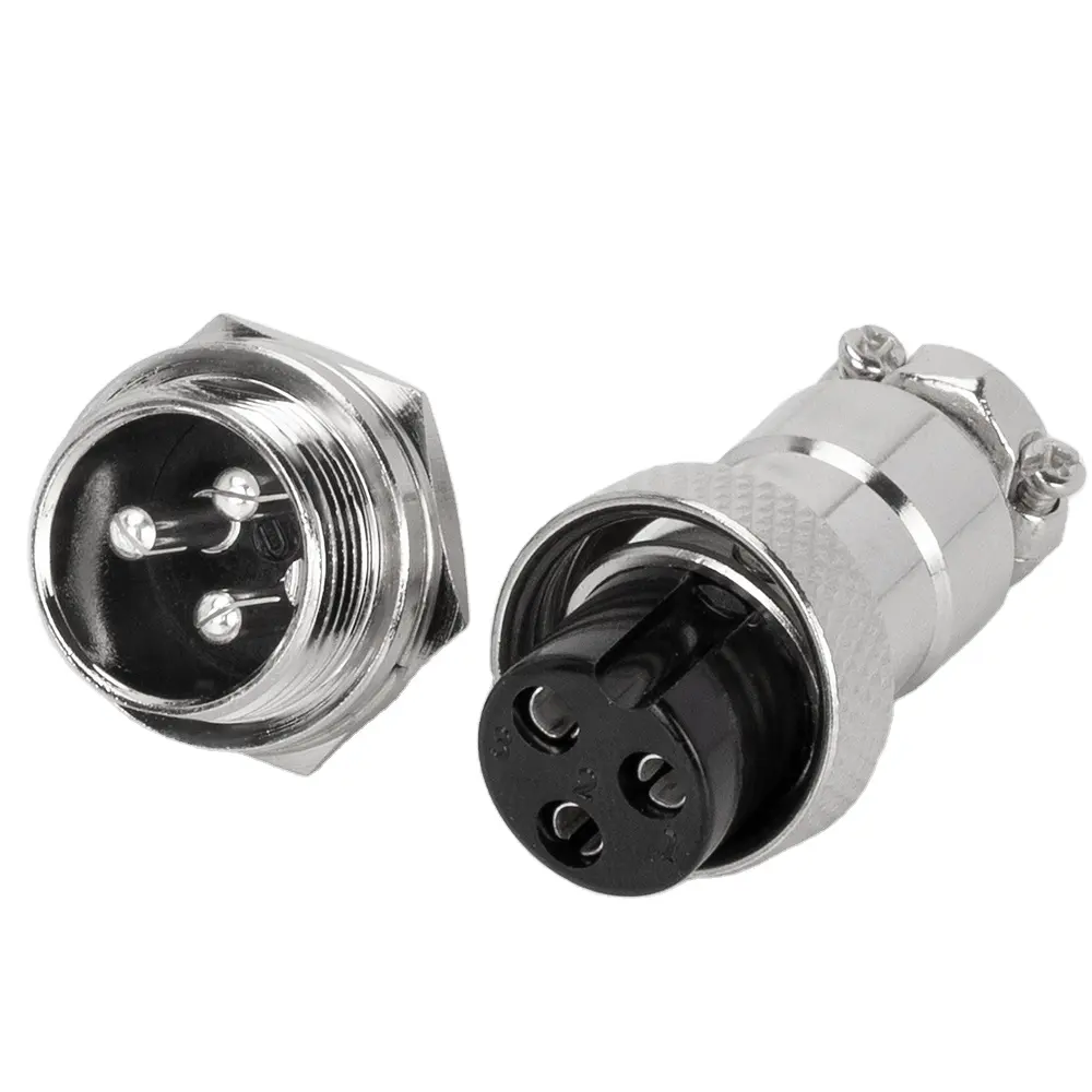 16MM GX16 3 Pin GX16-3 Connector Aviation Automobile Aviator Connector Silver Ethernet Female Adapter Aviation
