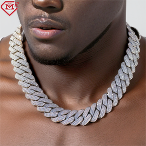 Hiphop 20mm pesado hombres Collar personalizado Sier Moissanite cadena de eslabones cubanos - Product Image 2