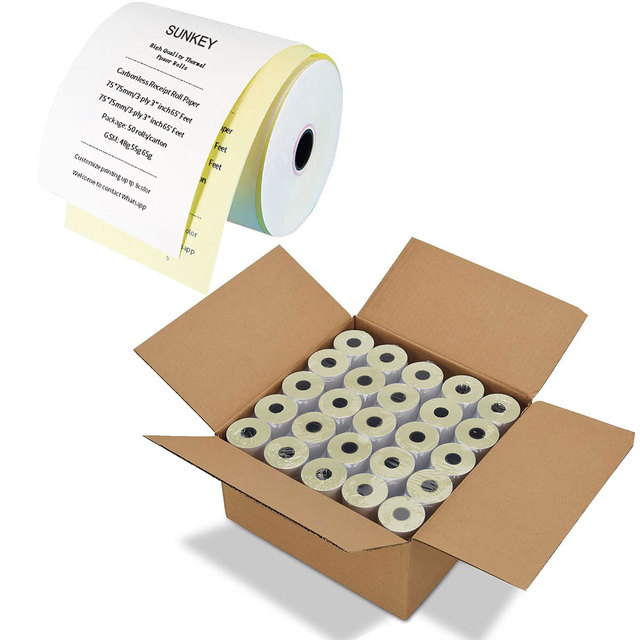 A Grade 2 3 Ply 3" X 95 Feet Carbonless NCR Order Copy Sale Restaurant Chef Kitchen Printer Receipt Cash Pos Invoice Paper Roll