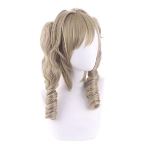 Perruques cosplay pour femmes Anime Game Genshin Impact Barbara Curly Blonde Perruques cosplay résistantes à la chaleur Party Girls Grey Double Ponytail Perruques cosplay - Product Image 4