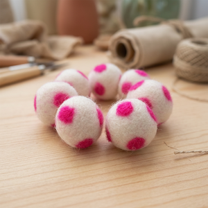 Handmade Polka Dot Felt Balls Christmas Decorations Ornament Nepal <b>Crafted</b> Christmas Ornament - Product Image 2