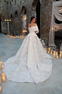 Abito da sposa MLF718 a 2 pezzi, linea ad A, con spalle scoperte, popolare, con allacciatura posteriore, per donna - Product Image 3