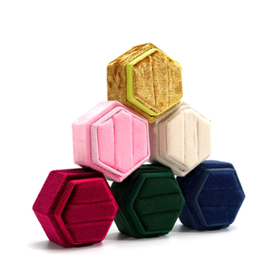 Hot-selling Cross-border Velvet <b>Ring</b> <b>Box</b> Jewelry <b>Box</b> Double-layer Hexagonal <b>Box</b> Jewelry Packaging <b>Box</b> Wholesale High-end - Product Image 2