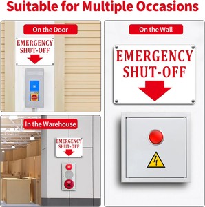 Segnale di arresto di emergenza, avviso di arresto di emergenza in alluminio, segnale di identificazione per lo spegnimento delle apparecchiature impermeabile e durevole - Product Image 3