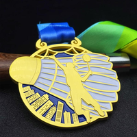 Trophée et médailles de badminton personnalisés avec logo de club en or, Spinner 2025
