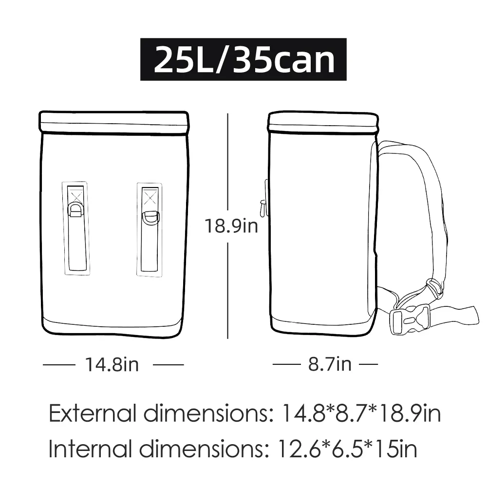 맞춤형 Yety 대형 20l TPu 방수 식품 열 가방 낚시 용 절연 소프트 아이스 쿨러 배낭