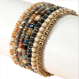 Factory Hot Sales Modern Design Glass Beads Bracelets Colourful Simple Bracelet Elastic Designer Custom Bracelets