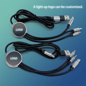 Кабель для быстрой зарядки Type-C <span class=keywords><strong>3</strong></span>-в-<span class=keywords><strong>2</strong></span> с LED-логотипом, 1.<span class=keywords><strong>2</strong></span> м, нейлоновая оплетка, чистый медный проводник, индивидуальный промо-подарок для телефона - Product Image 2