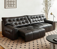 Canapé électrique inclinable multifonctionnel Black Bear, ensemble en cuir pleine fleur importé de style minimaliste italien pour la maison, l'hôtel et l'appartement