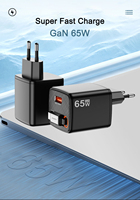 Chargeur mural rétractable USB QC3.0 PD 65W à charge rapide avec prise UE et câble Type C 30W pour mobile et ordinateur portable (OVP OTP)
