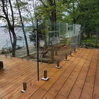 HIMOWAY - Clôture de piscine en verre sans cadre en acier inoxydable moderne, avec embout pour une utilisation en extérieur