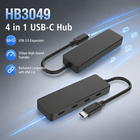 Hub USB-C 4 en 1, 4 Puertos Tipo-C, 5Gbps, Portátil, ABS, Divisor USB, Plug-and-Play, Expansión para Laptops y Tablets, en Stock