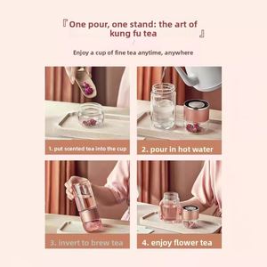 Tasse à thé en verre à double paroi avec infuseur, design élégant et mignon, mug isotherme portable pour femme - Product Image 3
