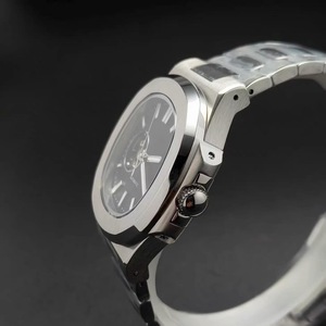 Montre automatique pour homme 41 mm, acier inoxydable argenté, cadran squelette noir, verre saphir, compatible avec le mouvement NH38, MOQ 1 - Product Image 3