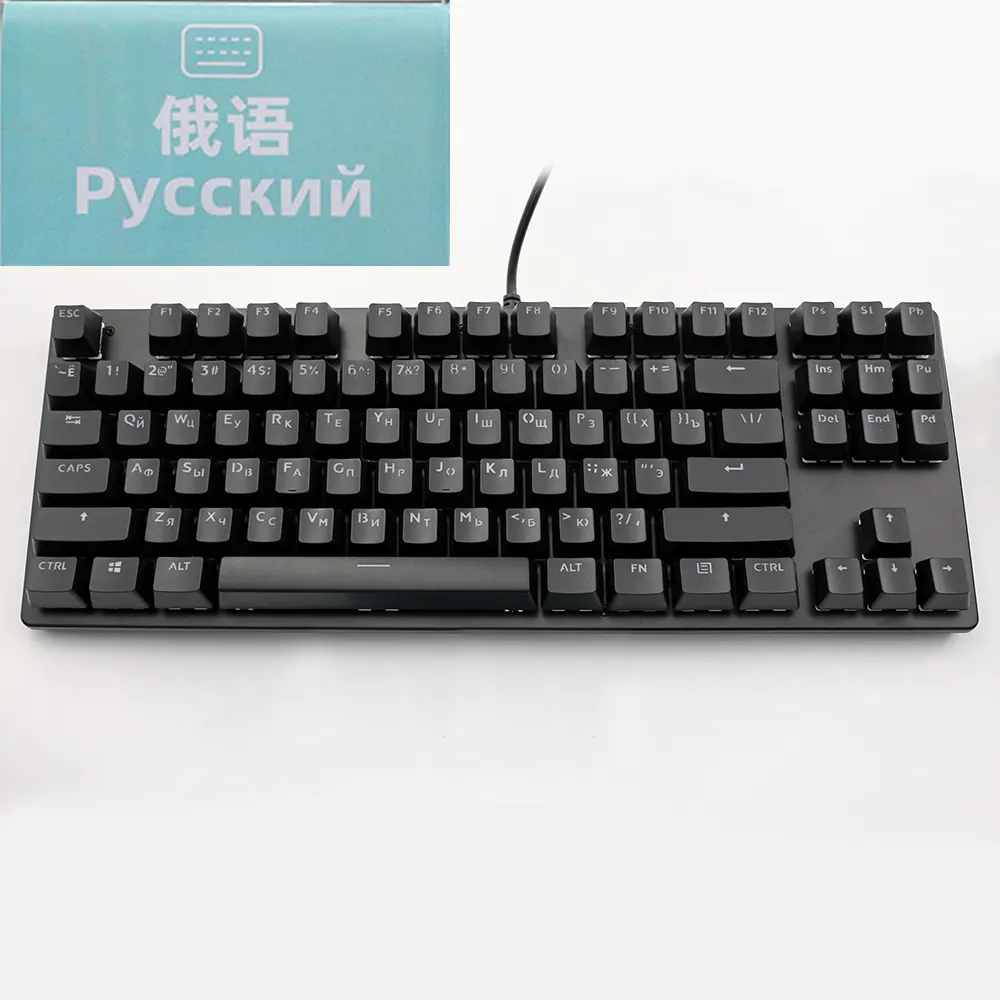 OEM Russian language gaming mechanical keyboard RGB backlight USB wired Type-C mechanical gaming keyboard for PC laptops