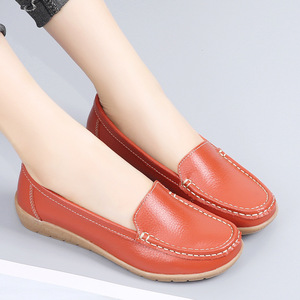 Mocassini da <span class=keywords><strong>donna</strong></span> taglie forti in vera pelle, piatti, per tutte le stagioni, con suola morbida, per donne <span class=keywords><strong>di</strong></span> mezza età e anziane, scarpe da mamma, scarpe da infermiera bianche - Product Image 4