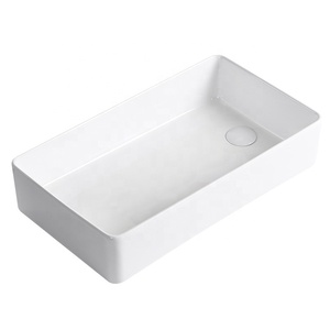 Lavabo Cuadrado de Cerámica de Diseño Moderno con Drenaje Lateral, para Uso <span class=keywords><strong>en</strong></span> Balcón o Lavadora, con <span class=keywords><strong>Boca</strong></span> Parcial Izquierda/Derecha, Accesorio para el Hogar - Product Image 1