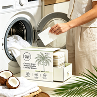 Feuilles de lessive parfumées à la noix de coco, portables, dissolvables, nettoyage en profondeur, longue durée, parfum fruité