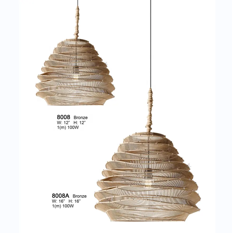 Handmade Natural Woven Lamp Decorative lighting Wooden Bamboo Chandeliers Creative Rattan Pendant light