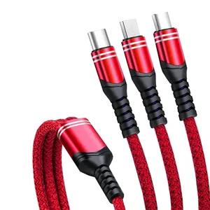 Universal Multiple Charger Cable 3 In 1 Multi Charging Cable 6A Fast Charging USB Cable For Cell Phone