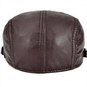 Gorra Plana de Cuero PU Marrón, Hebilla Metálica Ajustable, Estilo Vintage, Unisex, Informal, Transpirable, Impermeable, de Lona, para las Cuatro Estaciones - Product Image 4
