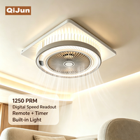 Lampu LED Putih Hangat 14 Inci 600x600 Kipas Kotak Plafon Elektrik Motor AC dengan Remote Control dan Timer untuk Penggunaan Rumah Tangga