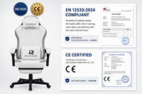 Chaise de jeu ergonomique en tissu, dossier haut, massage, pivotante à 360 degrés, chaise de bureau pour l'e-sport