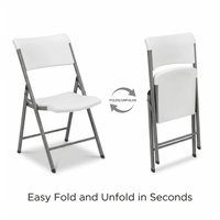 Chaise pliante moderne en plastique HDPE blanc portable, avec cadre en acier robuste, pour salle à manger, jardin, fête, maison, bureau