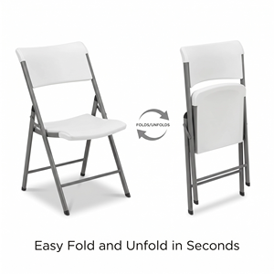 Silla Plegable Portátil <span class=keywords><strong>de</strong></span> Plástico HDPE Blanco, Estructura <span class=keywords><strong>de</strong></span> Acero Resistente, Asiento Plegable para Comedor, <span class=keywords><strong>Jardín</strong></span>, Fiestas, Eventos, Camping, Oficina - Product Image 2