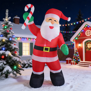 Santa Claus Inflable de 8 Pies con Bastón de Caramelo para Decoración Navideña de Jardín - Product Image 2