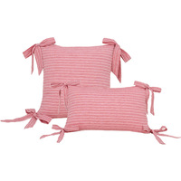 Housse de coussin carrée en coton teint en fil rayé style coréen avec nœuds aux quatre coins, décoration de canapé douce et élégante