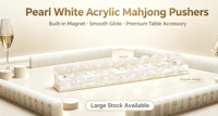 Ensemble 2-en-1 : Poussoir de tuiles de Mahjong américain et règle magnétique en acrylique transparent, motif marbre vert émeraude, accents en laiton, résistant à l'eau