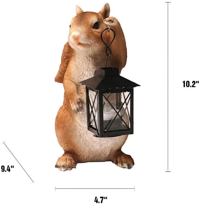 Woodland Squirrel Kerosene Đèn Vườn Ngoài Trời Tượng Nhỏ Đồ Trang Trí Vườn Mùa Xuân (10.2 Inch, Đủ Màu)